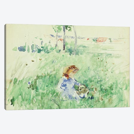 Young Girl Seated On The Lawn, 1882 Canvas Print #BMN7412} by Berthe Morisot Canvas Art Print