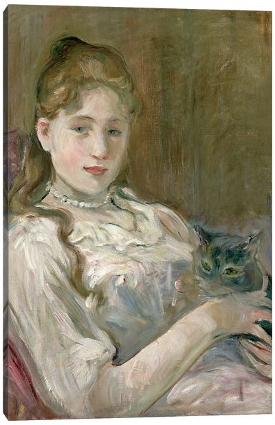 Young Girl With A Cat, 1892 Canvas Art Print