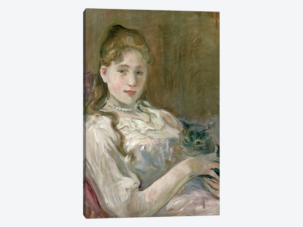 Young Girl With A Cat, 1892 by Berthe Morisot 1-piece Canvas Print