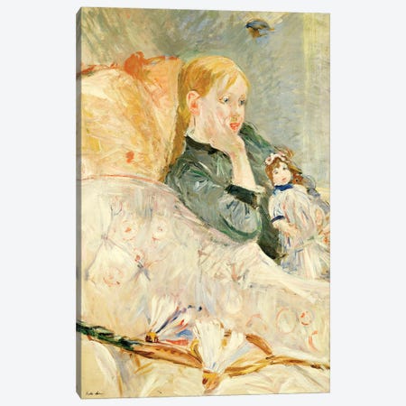 Young Girl With A Doll, 1896 Canvas Print #BMN7415} by Berthe Morisot Canvas Artwork