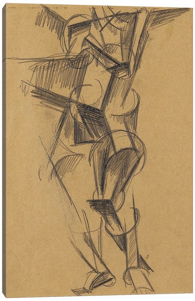 Cubist Man (Standing Figure), 1915 Canvas Art Print - Lyubov Popova