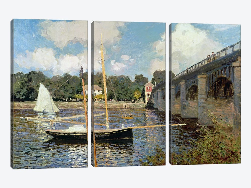 The Seine at Argenteuil  by Claude Monet 3-piece Canvas Wall Art