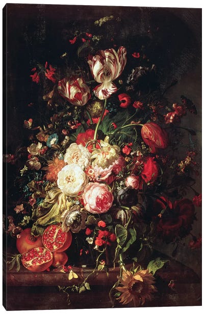 Flowers And Fruit Canvas Art Print - Dutch Golden Age Art