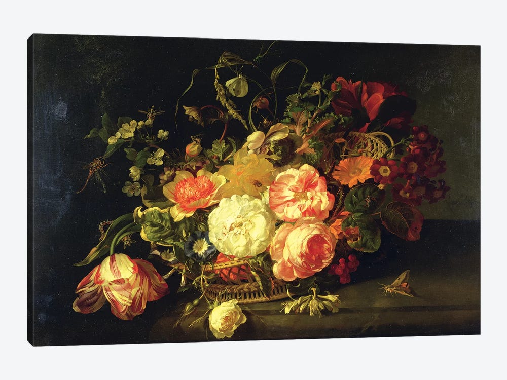 Flowers And Insects, 1711 by Rachel Ruysch 1-piece Canvas Wall Art