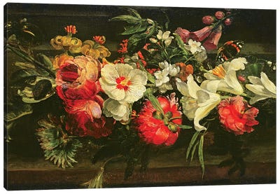 Still Life With Roses, Lilies And Other Flowers Canvas Art Print