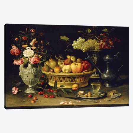 Still Life Of Fruit And Flowers, 1608-21 Canvas Print #BMN7460} by Clara Peeters Canvas Art