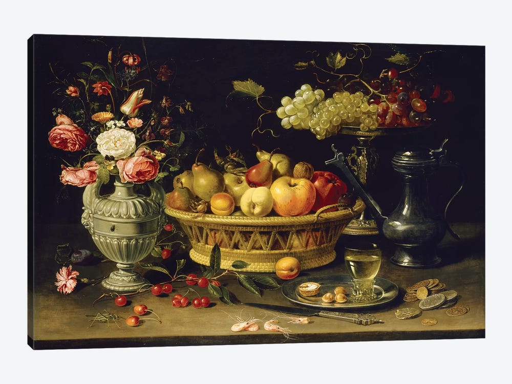 Still Life Of Fruit And Flowers, 1608-21 by Clara Peeters 1-piece Canvas Art