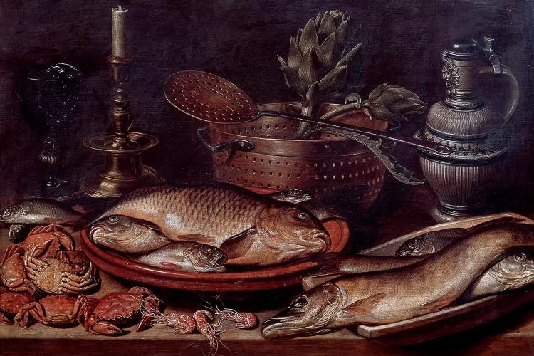 Still Life Showing Fishes And Shellfishes, 1611 by Clara Peeters wall art