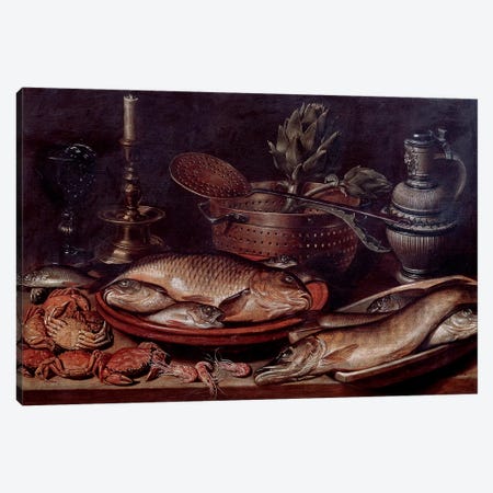 Still Life Showing Fishes And Shellfishes, 1611 Canvas Print #BMN7462} by Clara Peeters Canvas Wall Art