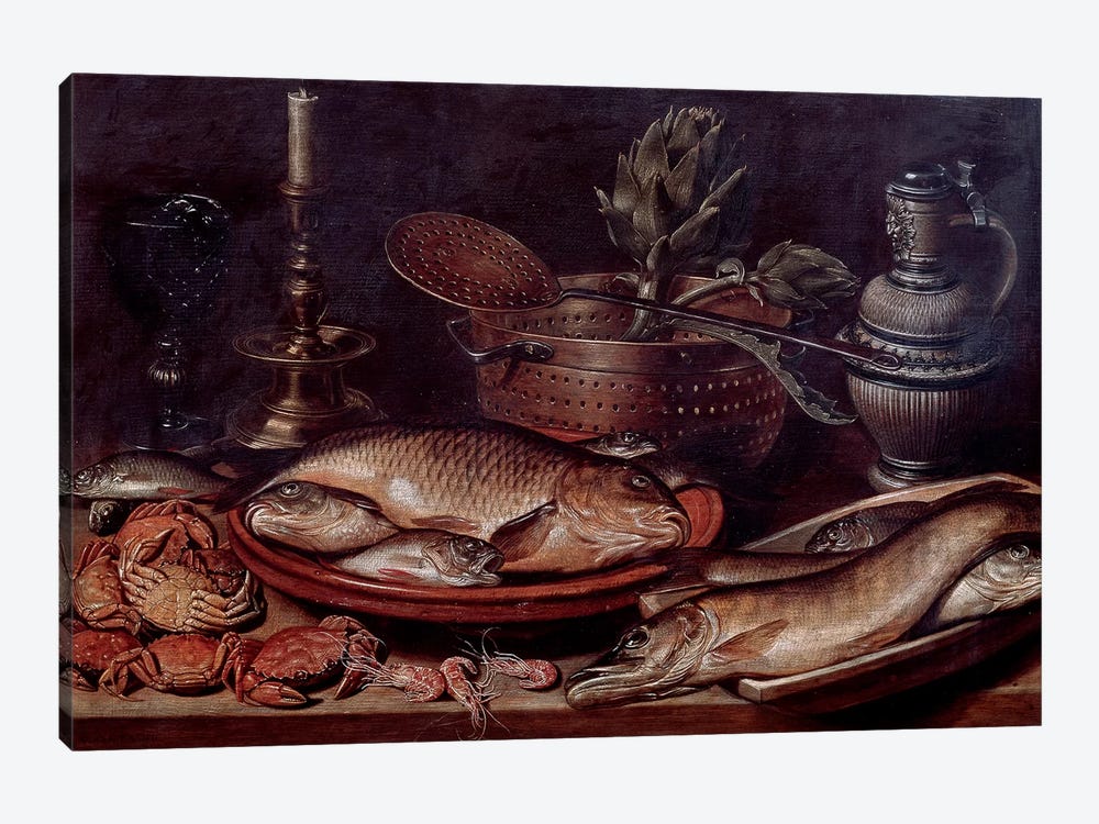 Still Life Showing Fishes And Shellfishes, 1611 by Clara Peeters 1-piece Canvas Art