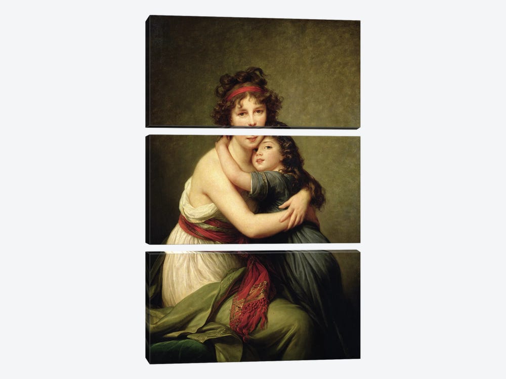 Madame Vigee-Lebrun And Her Daughter, Jeanne-Lucie-Louise, 1789 by Elisabeth Louise Vigee Le Brun 3-piece Canvas Print