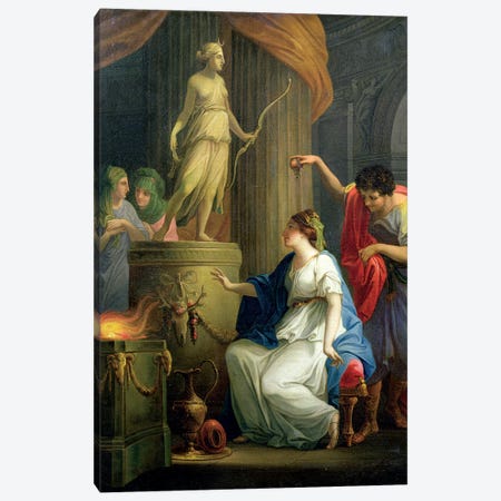 Accontius And Cydippe Before The Altar Of Diana Canvas Print #BMN7479} by Angelica Kauffmann Art Print