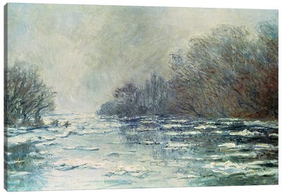 The Break up at Vetheuil, c.1883  Canvas Art Print - River, Creek & Stream Art