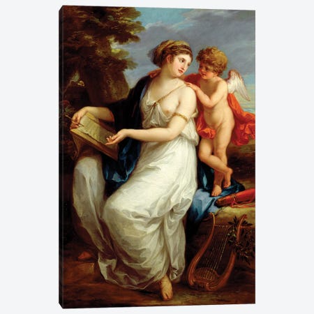 Erato, The Muse Of Lyric Poetry With A Putto Canvas Print #BMN7490} by Angelica Kauffmann Canvas Art Print
