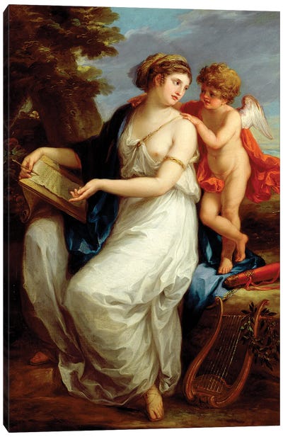 Erato, The Muse Of Lyric Poetry With A Putto Canvas Art Print