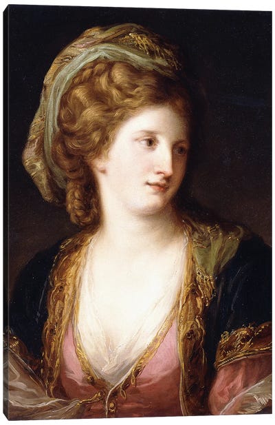 Portrait Of The Artist, Bust Length, Wearing A Pink Dress And A Gold Embroidered Blue Robe, 1767 Canvas Art Print