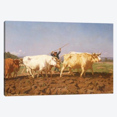 Detail Of Right Half, Ploughing In The Nivernais, 1850 Canvas Print #BMN7543} by Rosa Bonheur Canvas Art Print