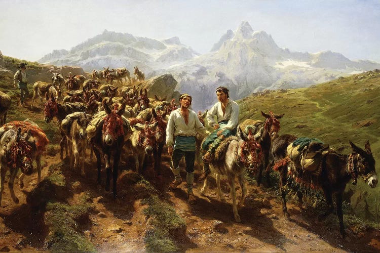 Spanish Muleteers Crossing The Pyrenees, 1857