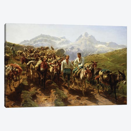Spanish Muleteers Crossing The Pyrenees, 1857 Canvas Print #BMN7553} by Rosa Bonheur Canvas Wall Art