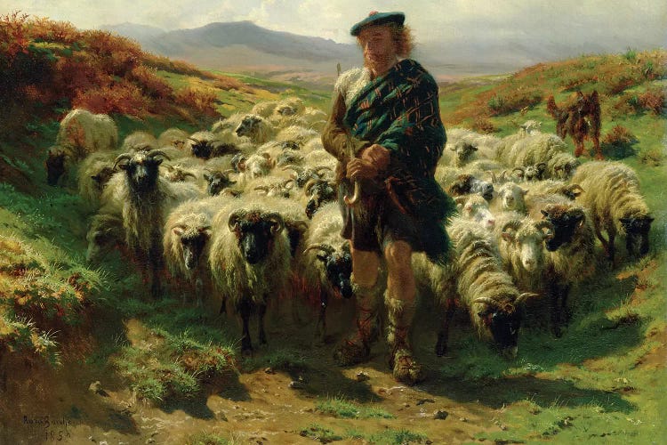 The Highland Shepherd (Oil On Canvas), 1859