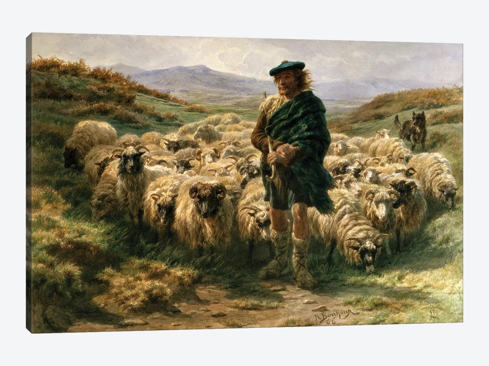 The Highland Shepherd (Watercolour) by Rosa Bonheur 1-piece Canvas Art