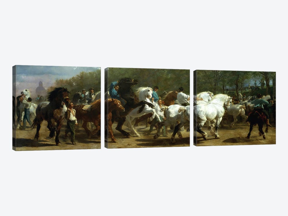 The Horse Fair, 1852-55 (Oil On Canvas) 3-piece Canvas Print