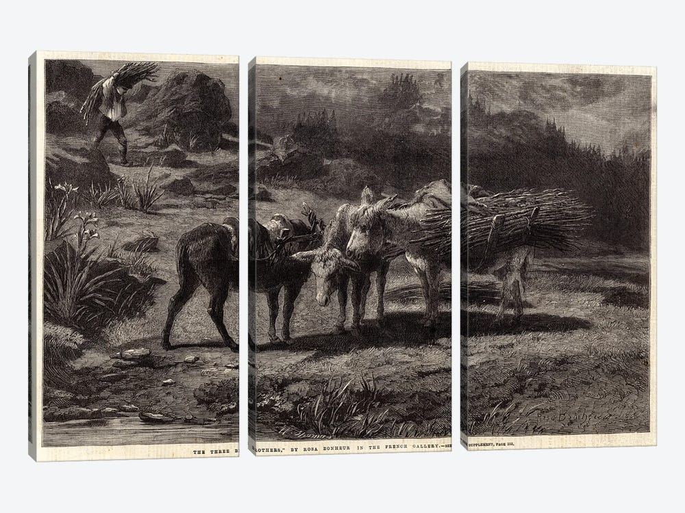 The Three Brothers (Illustration For The Illustrated London News), 13 April 1861 by Rosa Bonheur 3-piece Canvas Art