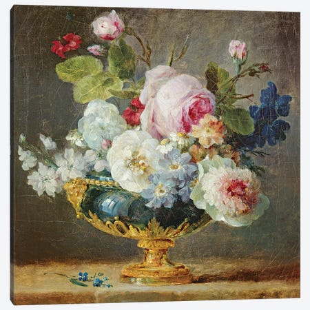 Flowers In A Blue Vase, 1782 Canvas Print #BMN7568} by Anne Vallayer-Coster Canvas Print