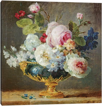 Flowers In A Blue Vase, 1782 Canvas Art Print