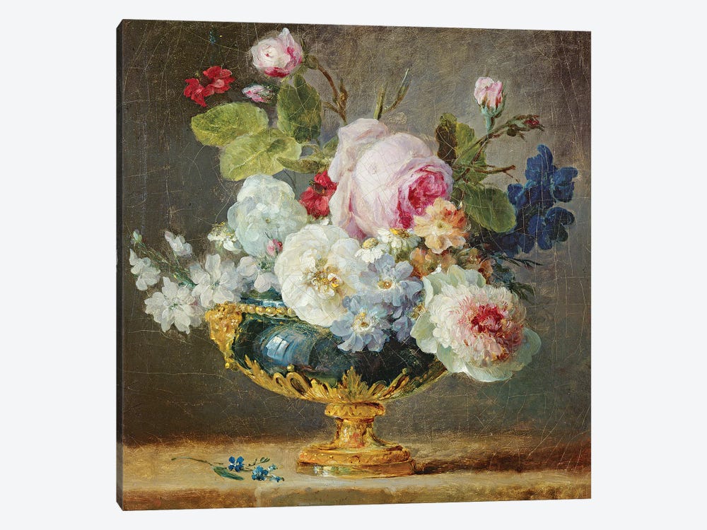Flowers In A Blue Vase, 1782 by Anne Vallayer-Coster 1-piece Canvas Art Print