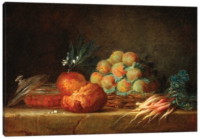 Still Life With Brioche, Fruit And Vegetables, 1775 Canvas Art Print