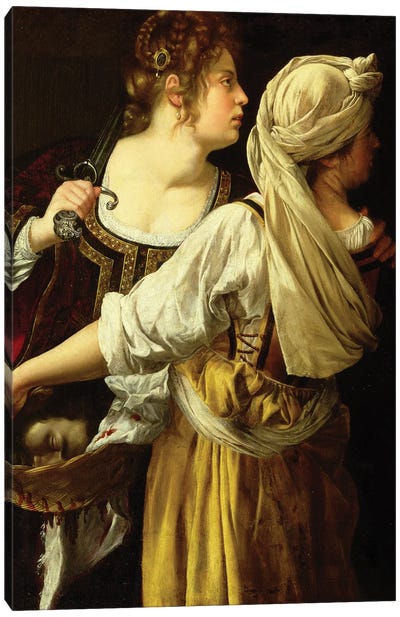 Judith And Her Servant Canvas Art Print - Artemisia Gentileschi