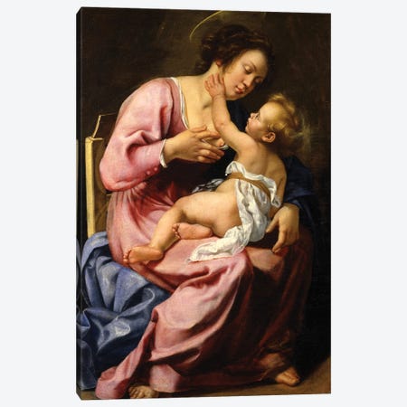 Madonna And Child Canvas Print #BMN7581} by Artemisia Gentileschi Canvas Art Print