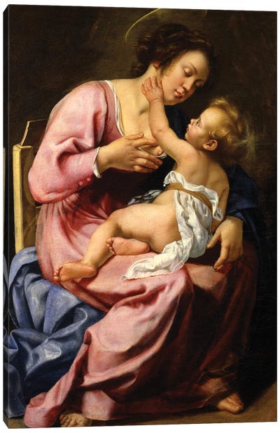 Madonna And Child Canvas Art Print - Artemisia Gentileschi