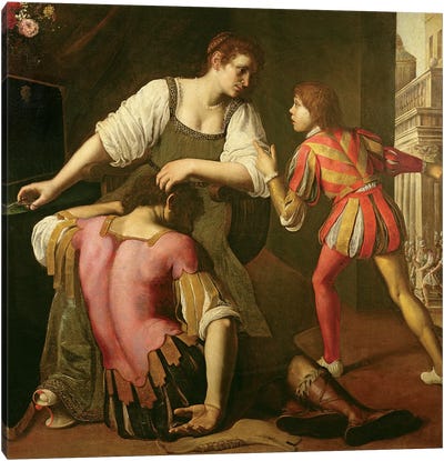 Samson And Delilah Canvas Art Print - Artemisia Gentileschi