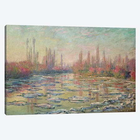 The Thaw on the Seine, near Vetheuil, 1880  Canvas Print #BMN759} by Claude Monet Canvas Artwork