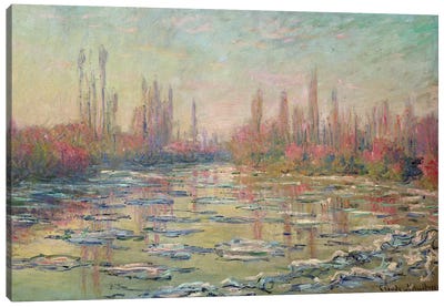 The Thaw on the Seine, near Vetheuil, 1880  Canvas Art Print - Claude Monet