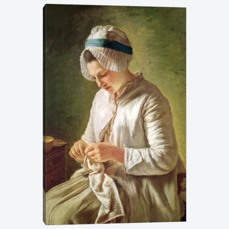 The Seamstress (Young Woman Working) Canvas Print #BMN7603} by Francoise Duparc Canvas Artwork
