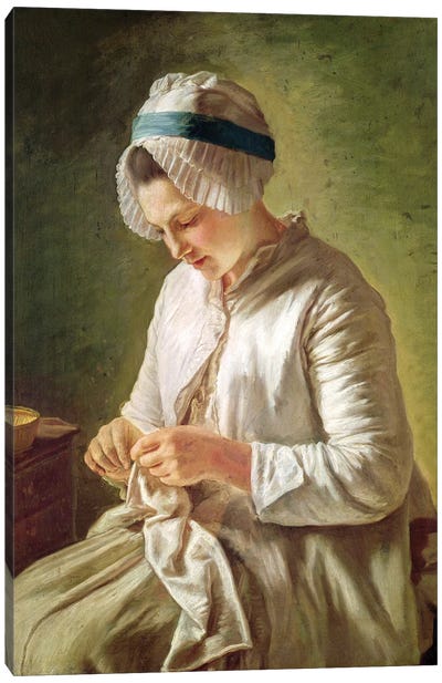 The Seamstress (Young Woman Working) Canvas Art Print