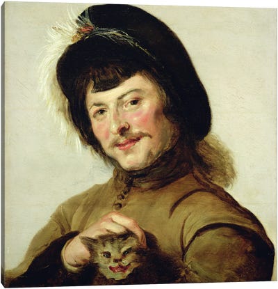 A Young Man With A Cat, 1635 Canvas Art Print
