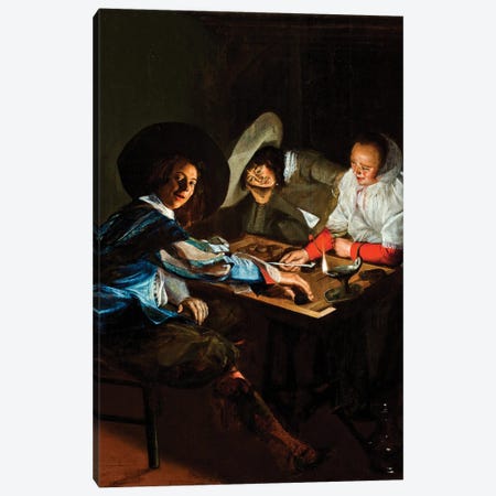 A Game Of Tric-Trac, c.1630 Canvas Print #BMN7608} by Judith Leyster Canvas Artwork