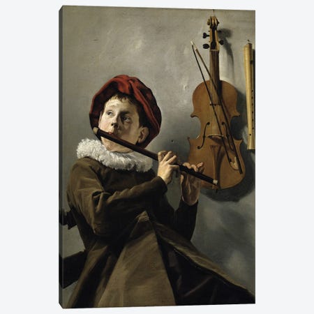 Boy Playing The Flute, c.1630 Canvas Print #BMN7609} by Judith Leyster Canvas Art