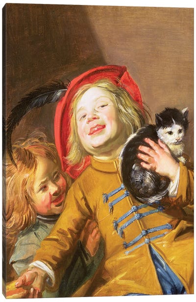 Laughing Children With A Cat, 1629 Canvas Art Print - Judith Leyster