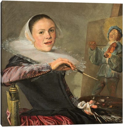 Self-Portrait, c.1630 Canvas Art Print - Judith Leyster
