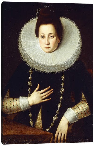 Portrait Of A Lady, Seated, Wearing A Black Costume With White Ruff Canvas Art Print