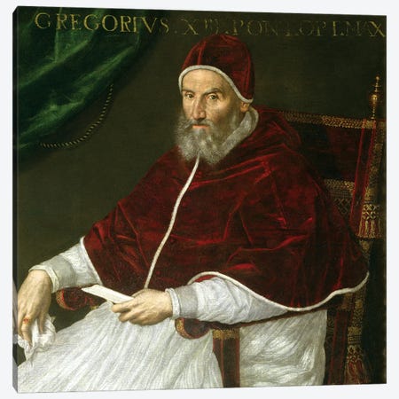Portrait Of Pope Gregory XIII (Ugo Buoncompagni) Canvas Print #BMN7625} by Lavinia Fontana Canvas Print