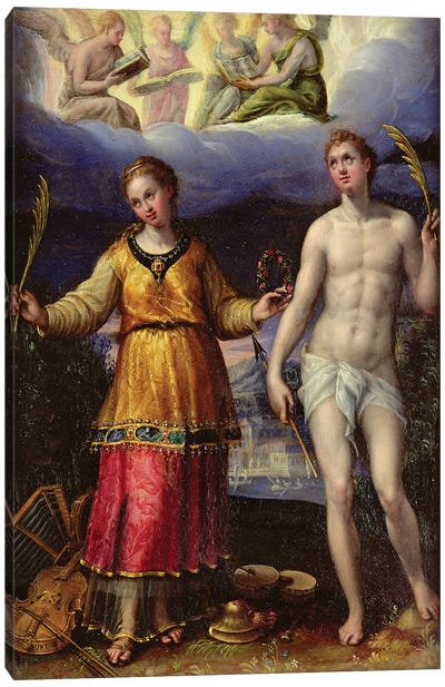 St. Sebastian And St. Cecilia Canvas Art Print - Lavinia Fontana