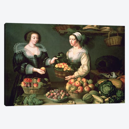 The Fruit And Vegetable Seller Canvas Print #BMN7636} by Louise Moillon Canvas Wall Art