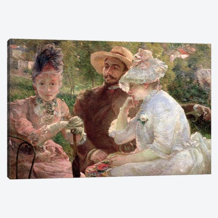 On The Terrace At The Sevres, 1880 Canvas Print #BMN7637} by Marie Bracquemond Canvas Wall Art