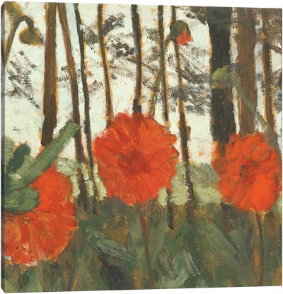Poppies On The Edge Of A Wood Canvas Art Print - Paula Modersohn-Becker